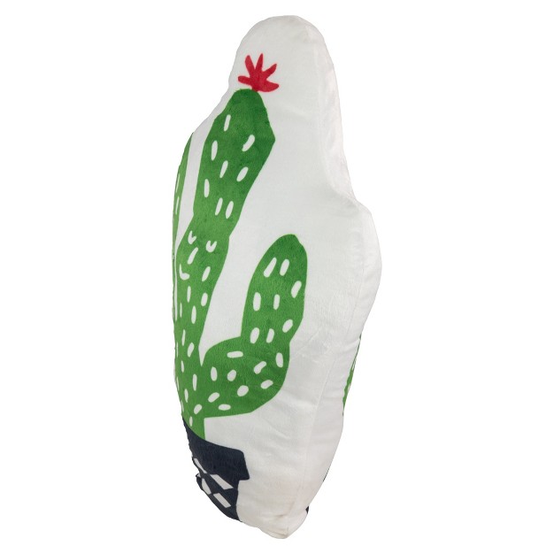 Cactus Shaped Plush Fleece Indoor Throw Pillow Green white