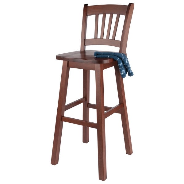 Fina Swivel Seat Bar Stool， Walnut - 16.38 x 18.82 x 43.68 inches