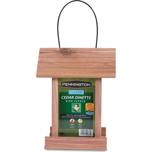 Pennington Red Cedar Dinette Wild Birds Hopper Feeder， 1.25 lb Seed Capacity