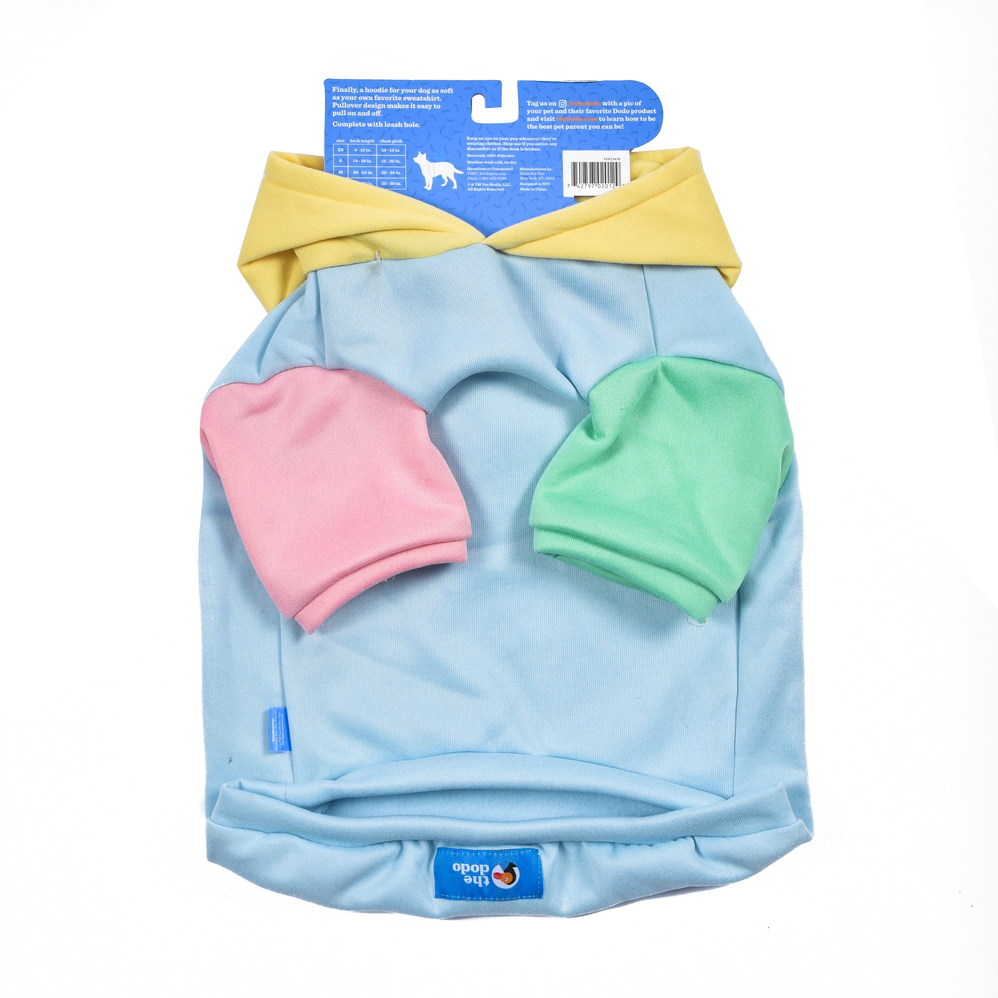 The Dodo Pastel Colorblock Dog Hoodie - Medium