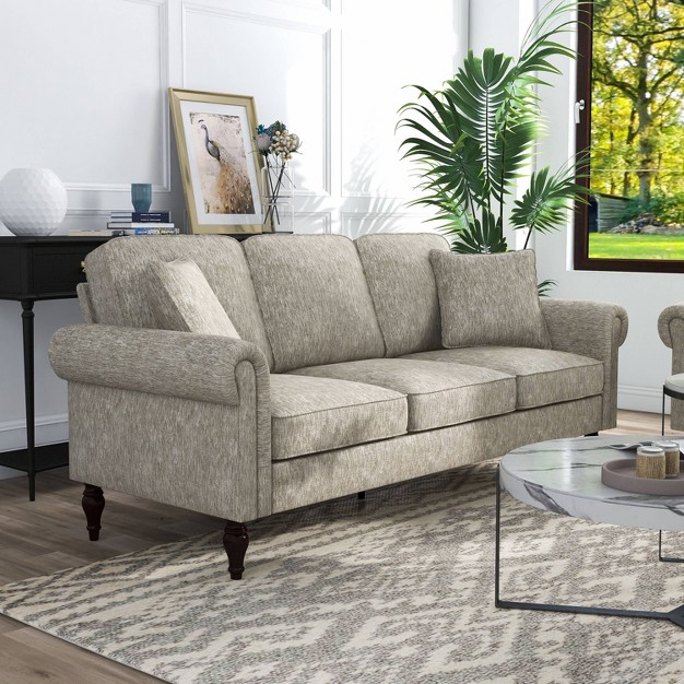 Evok Contemporary Chenille Upholstered Sofa Mibasics