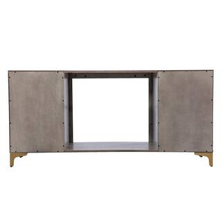 Southern Enterprises Breah 56 in. Color Changing Electric Fireplace in Graywashed and Gold HD053820