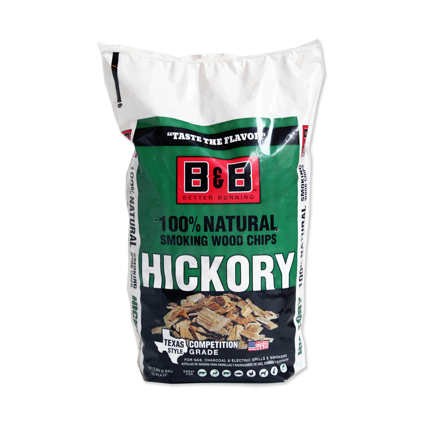 BandB Charcoal All Natural Hickory Wood Smoking Chips 180 cu in