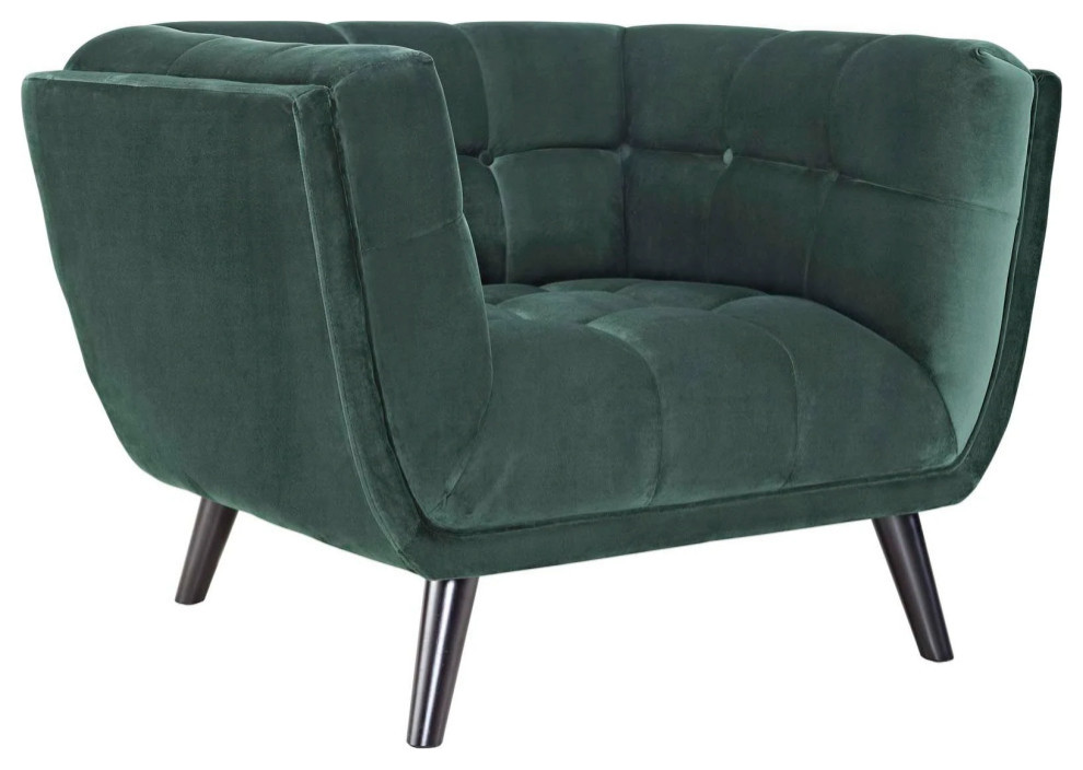 Alex Green Performance Velvet Armchair   Midcentury   Armchairs And Accent Chairs   by V.S.D Furniture  Houzz