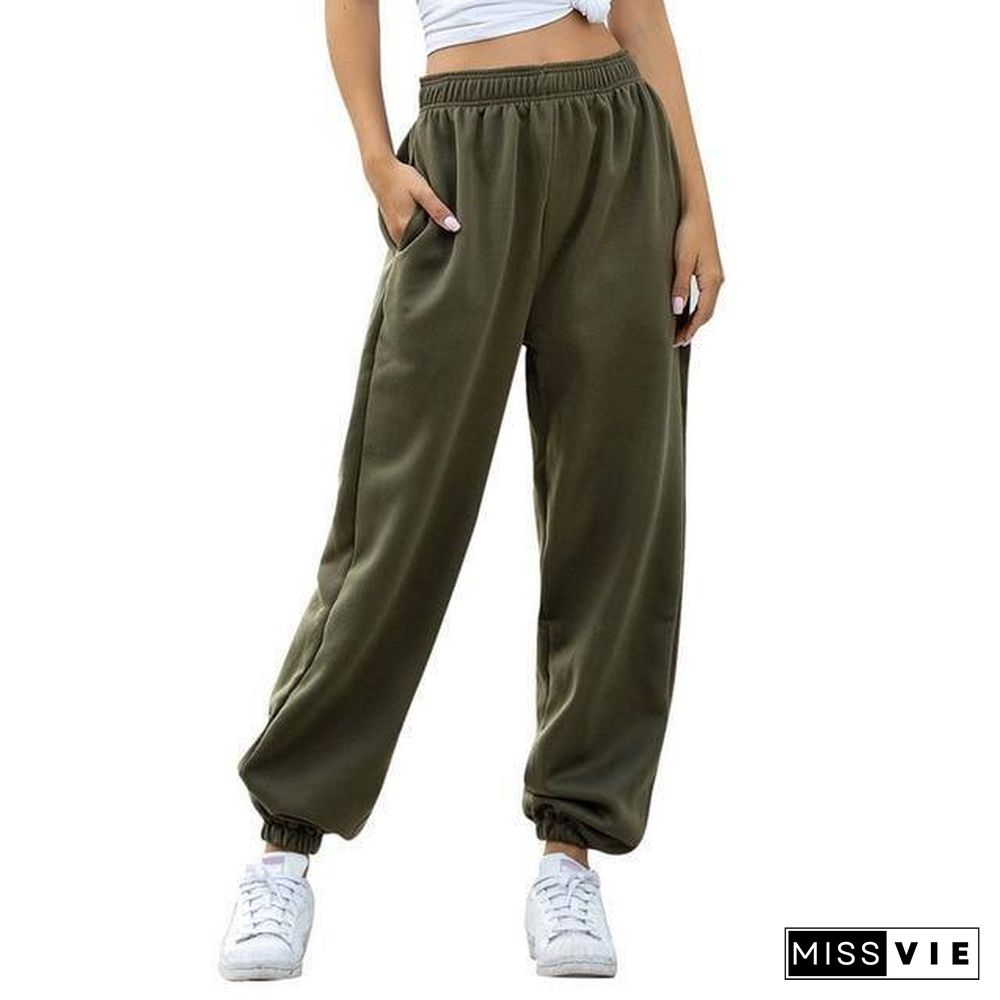 Women Fashion Streetwear Cargo Pants Black Ankle Length Elastic Waist Joggers Female Loose Trousers Casual Plus Size Haren Pants