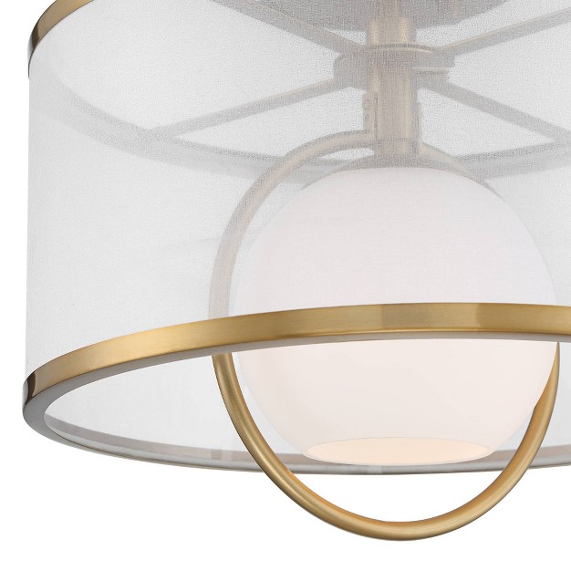 Wide Warm Brass Black Orb Organza Drum Shade For Bedroom Kitchen