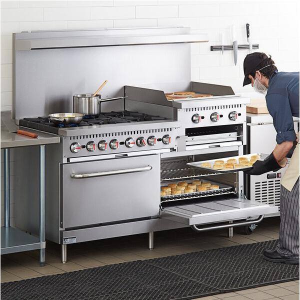 Cooler Depot 60 in. W 6 Burner Commercial Double Oven Gas Range and Griddle and Broiler in. Stainless Steel DXXCD-R6-24B