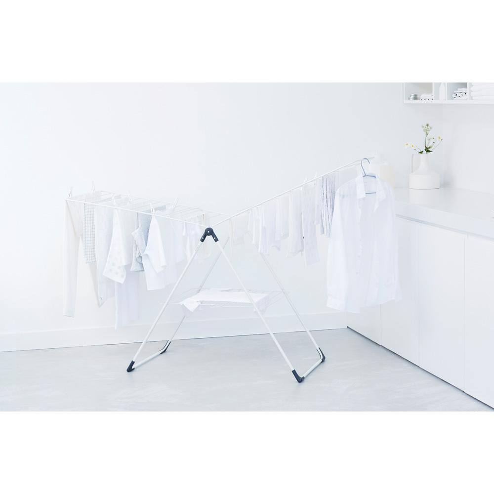 Brabantia 66 ft. (20m) W 75.2 in. x H 35.4 in.T-Model Drying Rack in Fresh White 476068