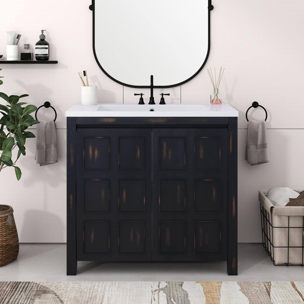 36 in. W x 18 in. D x 34 in. H Bath Vanity Cabinet without Top in Espresso Bathroom Vanity Organizer with Sink TN210E-179