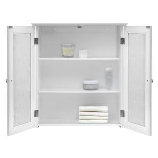 Teamson Home Connor 22 in. W Wall Cabinet with 2 Glass Doors in White ELG-581