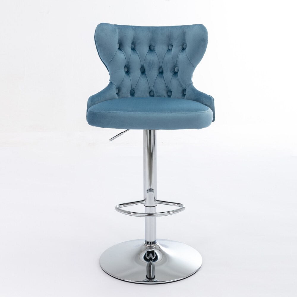 Modern Upholstered Chrome base Bar Stools Swivel Barstools Adjusatble Seat Height