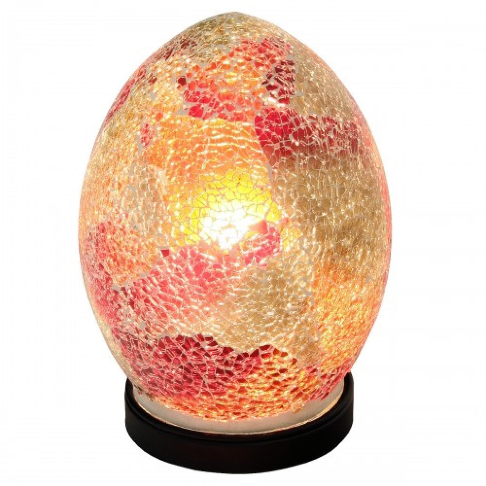 Britalia 880452 Red Crackle Mosaic Glass Vintage Egg Table Lamp 20cm