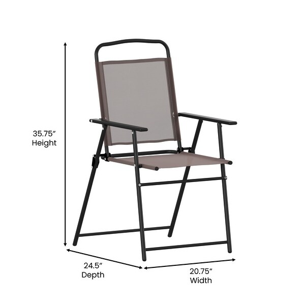 Set of 2 AllWeather Textilene Patio Sling Chairs with Armrests