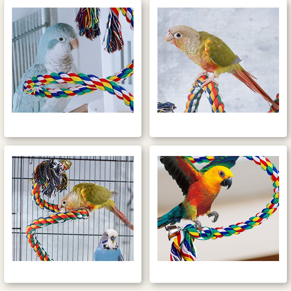 Bird Perch Stand Bird Rope Perch Bird Toys 3 Pcs for Parakeets Cockatiels， Conures， Macaws， Lovebirds， Finches