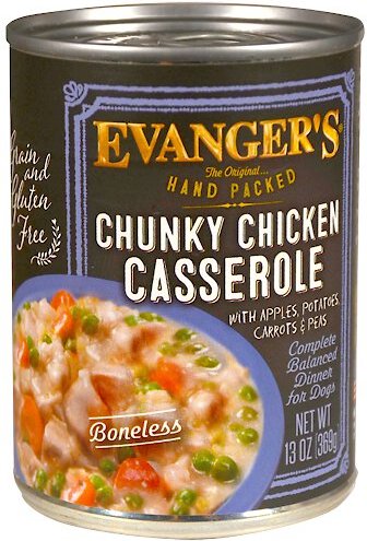 Evanger's Grain-Free Hand Packed Chunky Chicken Casserole Dinner Canned Dog Food