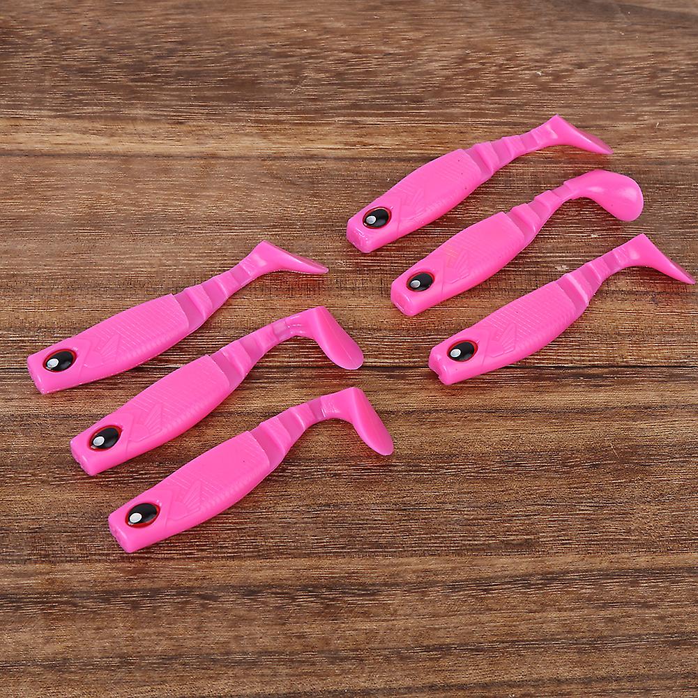 6pcs Pvc Soft Bait Aritificial Lures 4in 0.2oz Jigging Tail Wobblers Fishing Accessoriespink