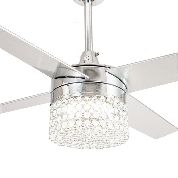 Modern Chrome 4-Blades LED Crystal Ceiling Fan with Remote - 48 Inches Shopping - The Best Deals on Ceiling Fans | 37240647