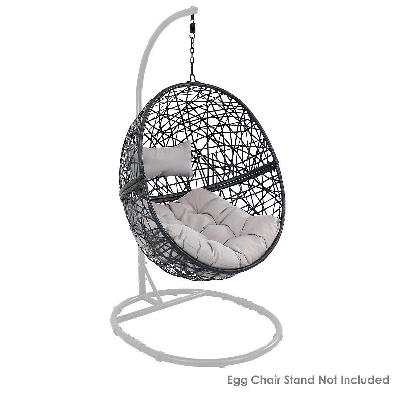 Sunnydaze Resin Wicker Jackson Basket Egg Chair With Cushion