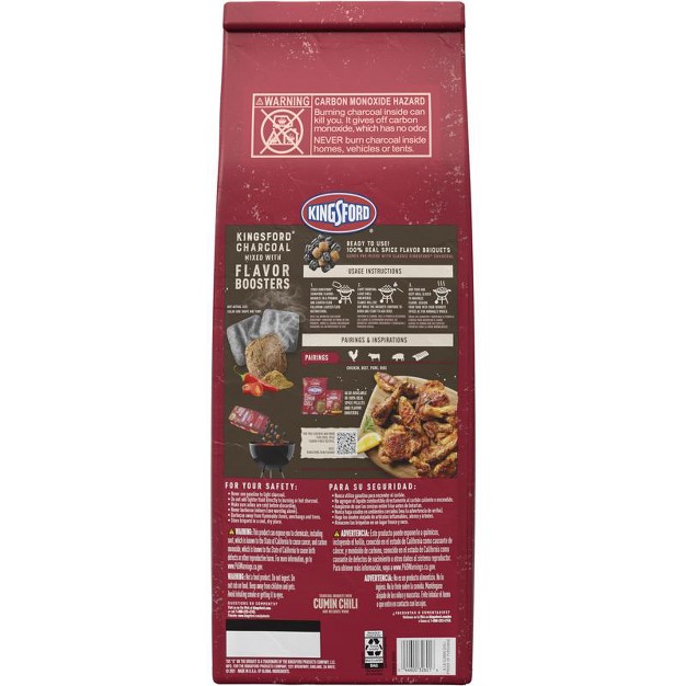 Kingsford Signature Flavors All Natural Chili Cumin Charcoal Briquettes 8 Lb