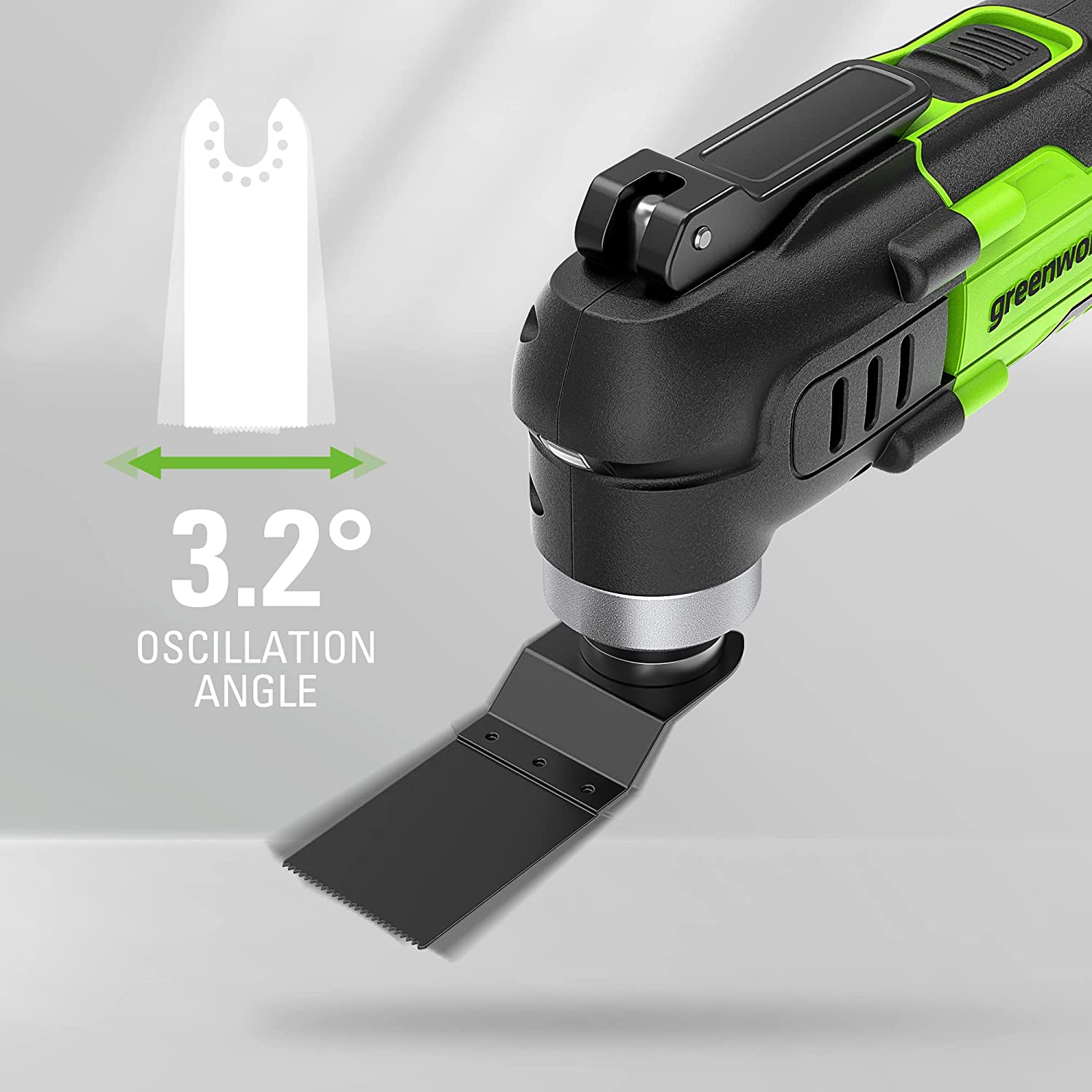 Greenworks 24V Cordless Multi-Tool， Oscillating Tool 18，000 OPM for Cutting/Nailing/Scraping/Sanding with 6 Variable Speed Control， 2.0Ah Battery and Charger