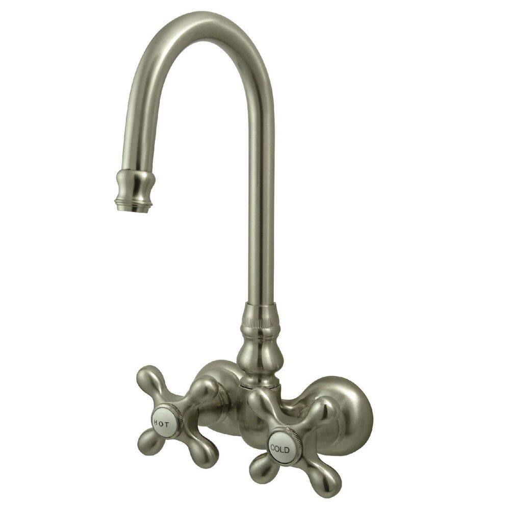 Kingston Brass Vintage 2-Handle Wall-Mount Claw Foot Tub Faucet in Brushed Nickel HCC77T8