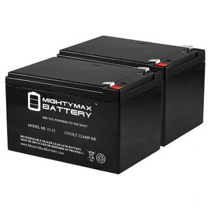 MIGHTY MAX BATTERY ML12-12 - 12V 12AH F2 SLA AGM DEEP-CYCLE RECHARGEABLE BATTERY - 2 Pack MAX3435087