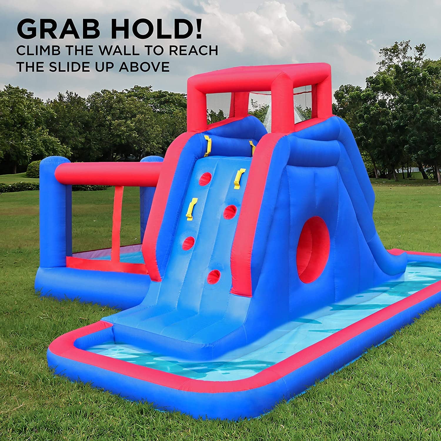 Sunny & Fun Inflatable Water Slide, Blow up Pool & Bounce House for Backyard