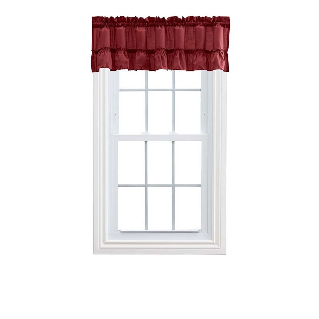 Rod Pocket High Quality Fabric Solid Color Window Ruffled Filler Valance 54 quot x13 quot Merlot