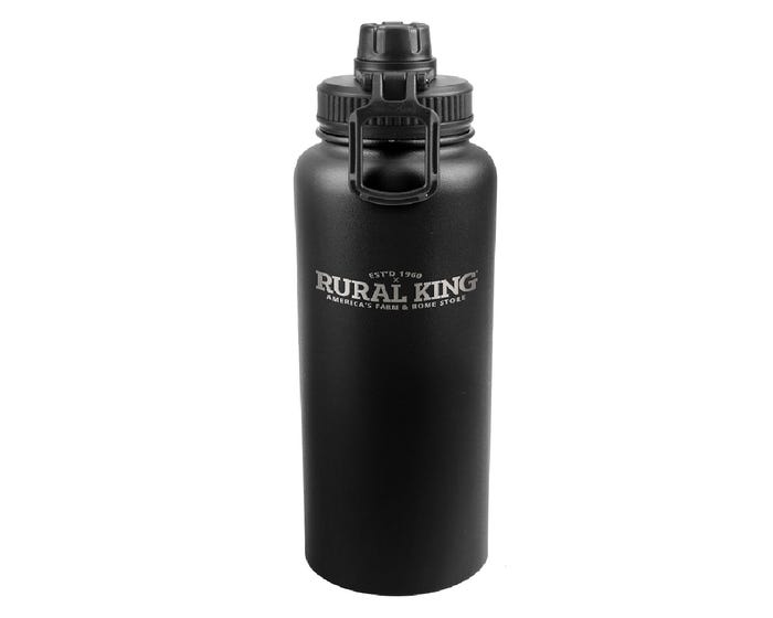 Rural King 32 oz. Water Bottle， Black - 87-969-0204