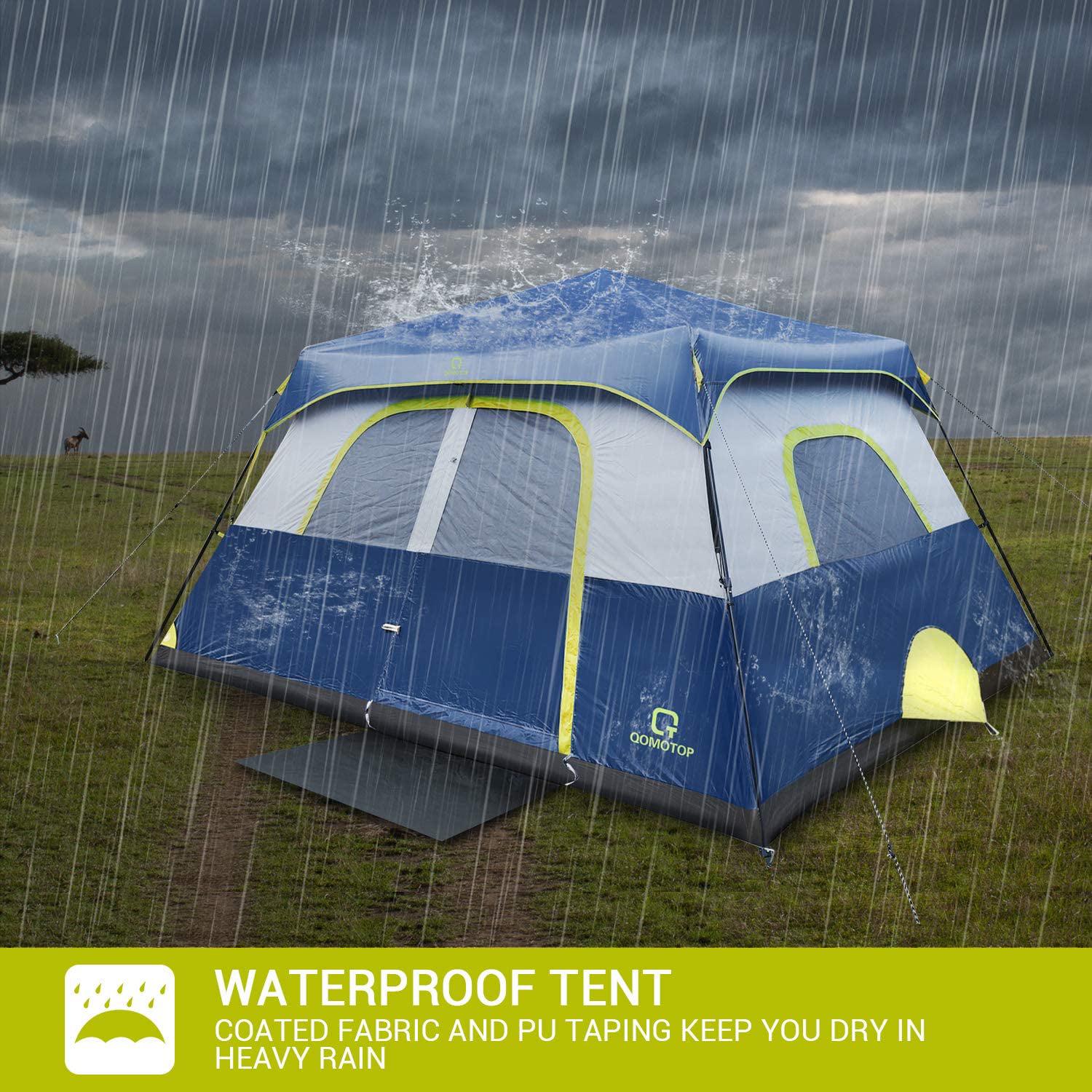 QOMOTOP 8 Person Camping Instant Tent 60 Seconds Set up Waterproof Tent Blue  Crowdfused