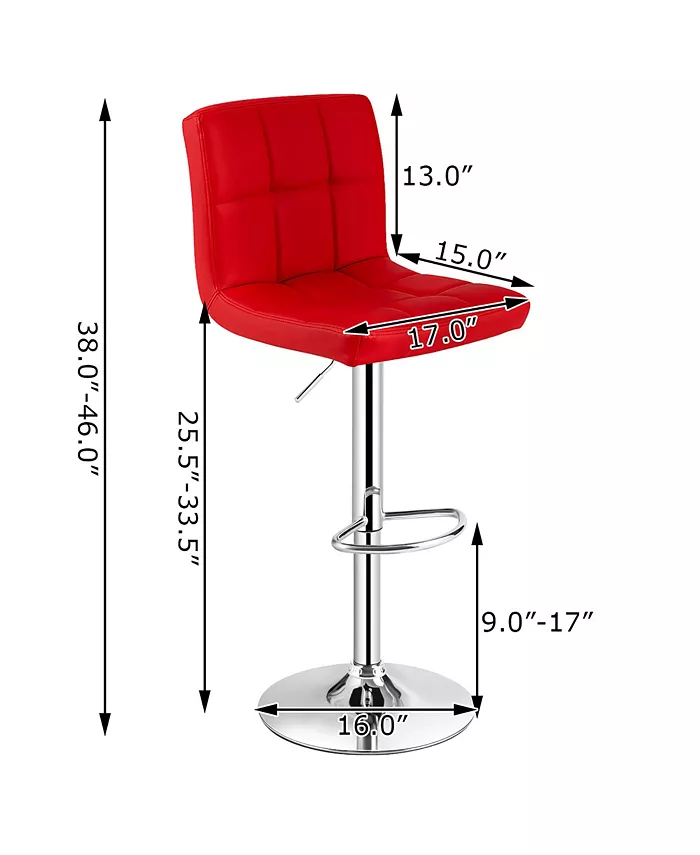 Costway Adjustable Swivel Bar Stool Counter Height Bar Chair PU Leather