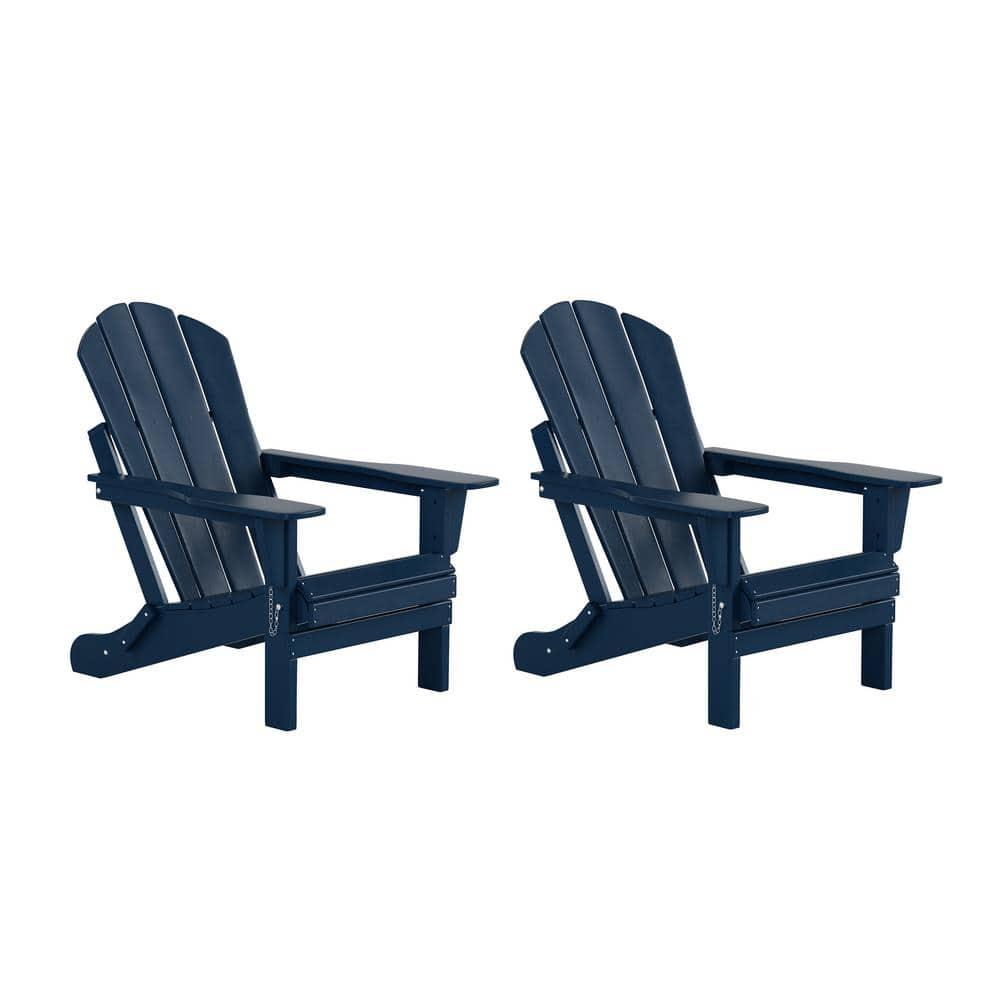 WESTIN OUTDOOR Addison Navy Blue Folding Plastic Outdoor Adirondack Chair