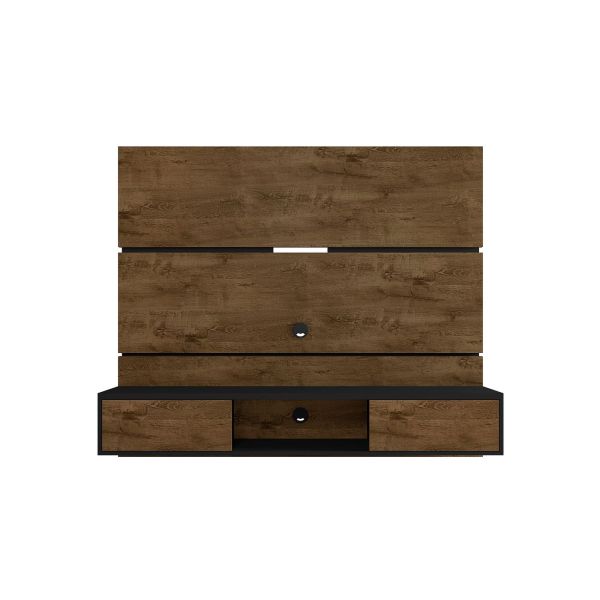 Vernon 62.99 Floating Entertainment Center in Rustic Brown and Black