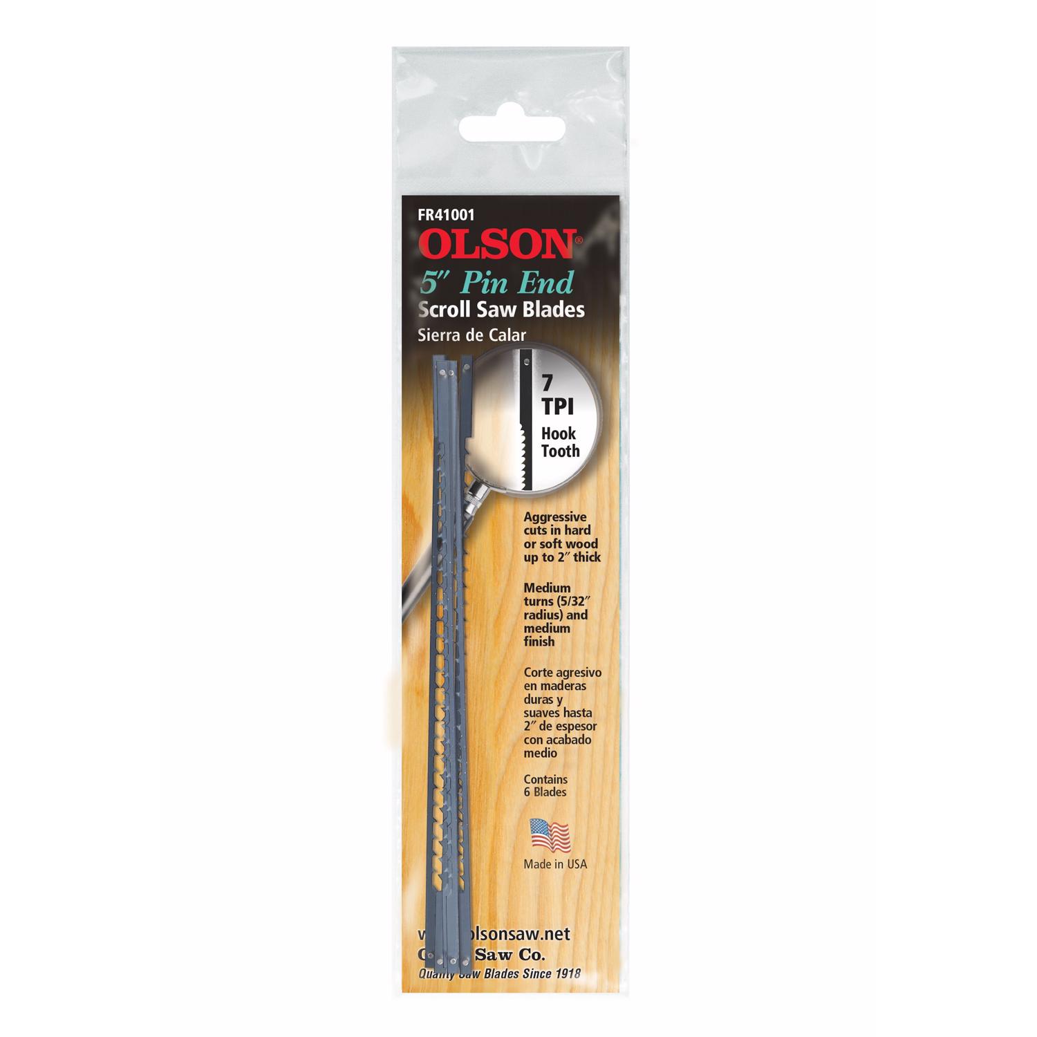 Olson 5 in. Carbon Steel Scroll Saw Blade 7 TPI 6 pk