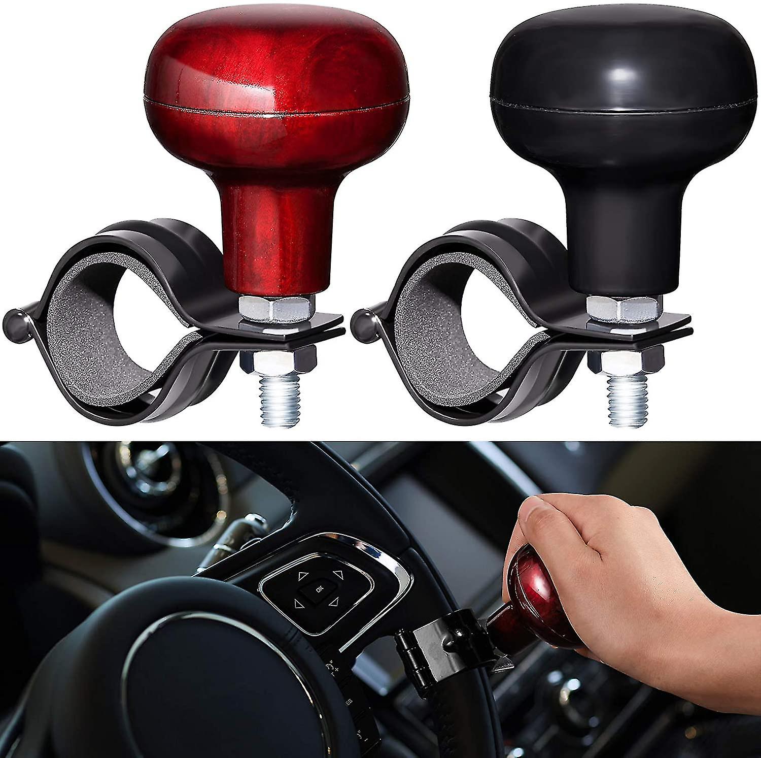 2 Pieces Power Handle Car Steering Wheel Suicide Spinner Knob， Easy Turn Steering Ball