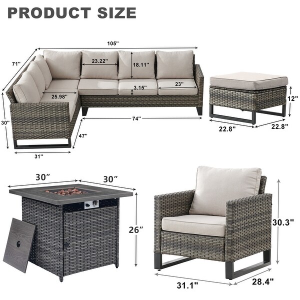 7PCS Sectional PE Wicker Rattan Sofa