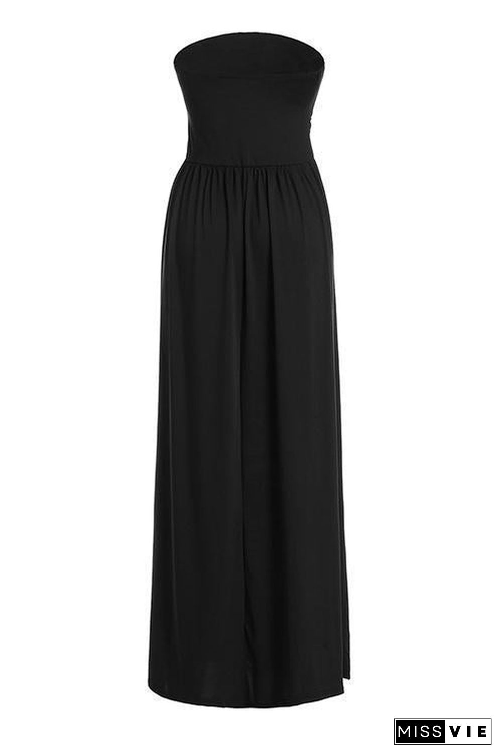 Pockets Strapless Maxi Dress