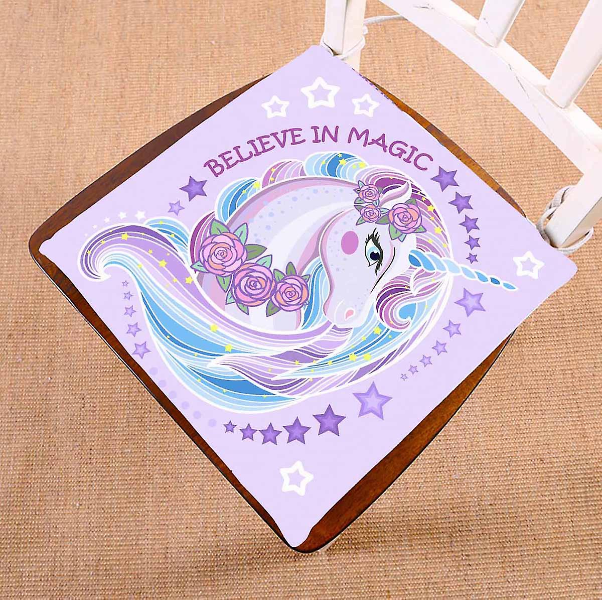 I Believe In Magic A Beautiful Unicorn With Roses Chair Pads Chair Mat Seat Cushion Chair Cushion Floor Cushion 40x40 Cm