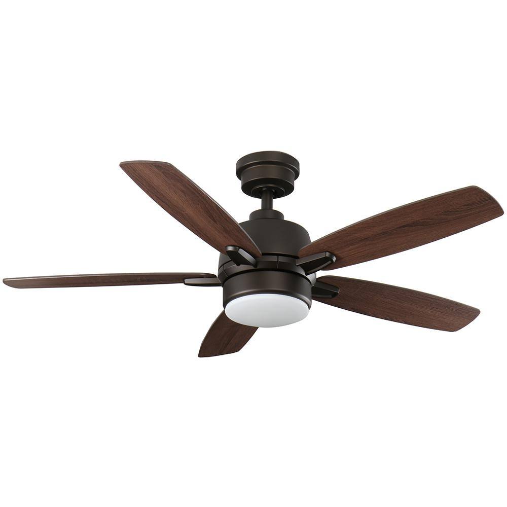 Home Decorators Collection Fawndale 46 in. Indoor Integrated LED Bronze Ceiling Fan with Light Kit 5 Reversible Blades and Remote Control 52021