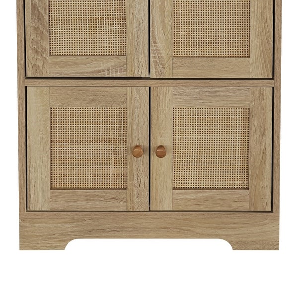 4-Door Rattan Decorative Storage Cabinet，for Bedroom，Living Room