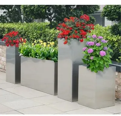 Factory Supply Powder Coated Customized  Decoration  Rectangular Flower Pots  Planters