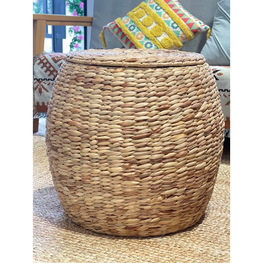 Multipurpose Large Storage Ottoman Basket with Lid