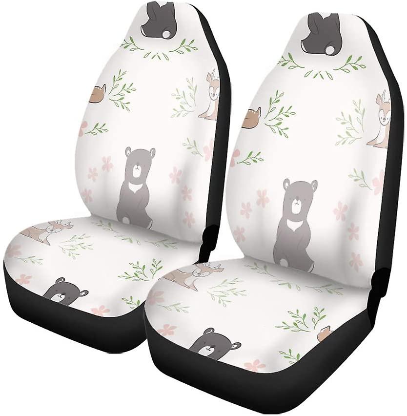 Set Of 2 Car Seat Covers Bear Universal Auto Front Seats Protector Fits For Car，suv Sedan，truck D---45713