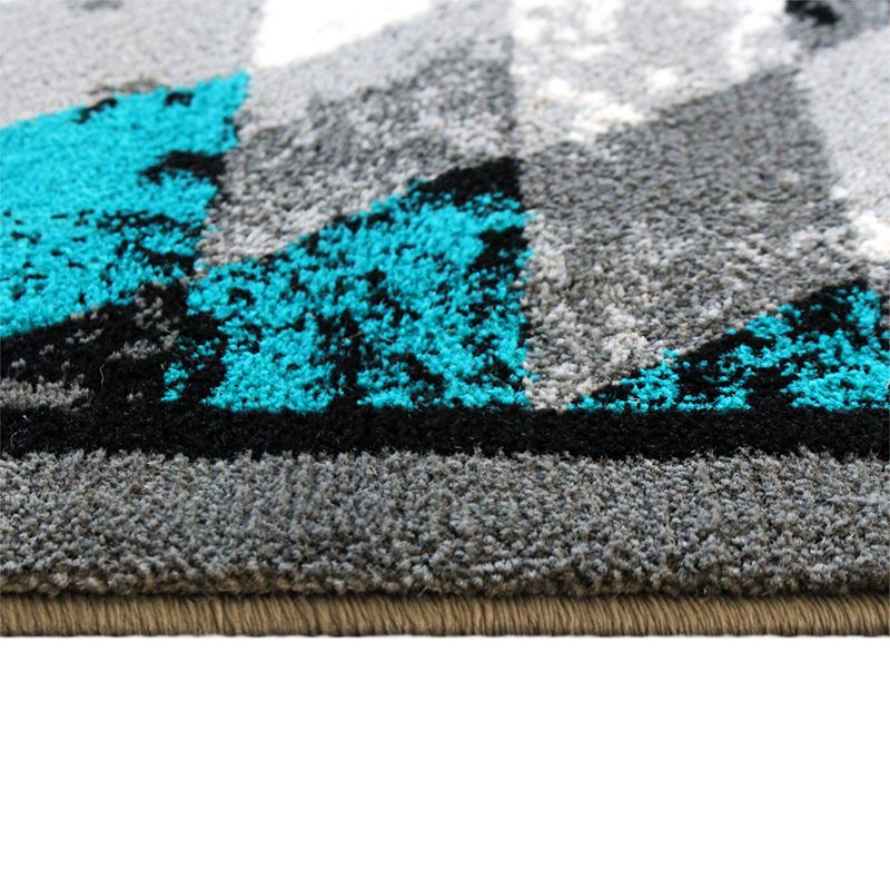 Masada Rugs Masada Rugs Stephanie Collection 8'x10' Area Rug with Distressed Southwest Native American Design 1106 in Turquoise， Gray， Black and White