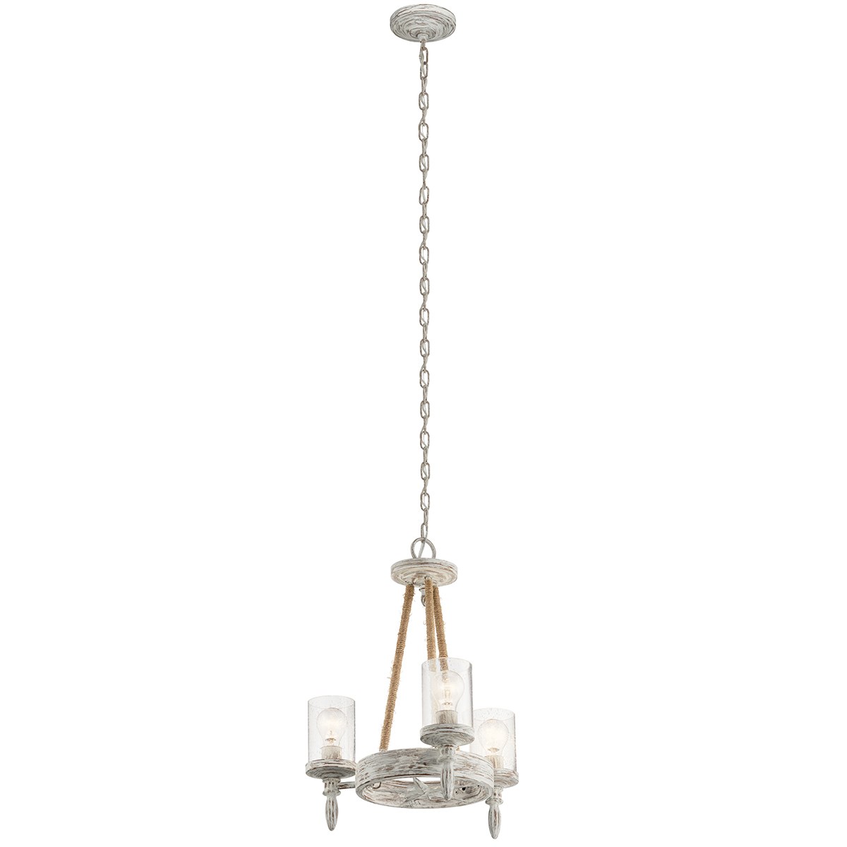 Kichler 82287 Minnow 3-Light Distressed Antique White Coastal Chandelier