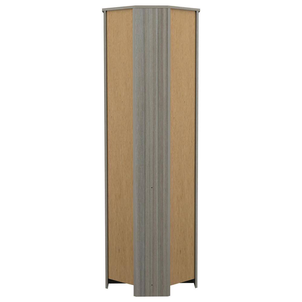 70.9 in. Smoke Oak Wood 5-shelf Corner Bookcase BE-12804