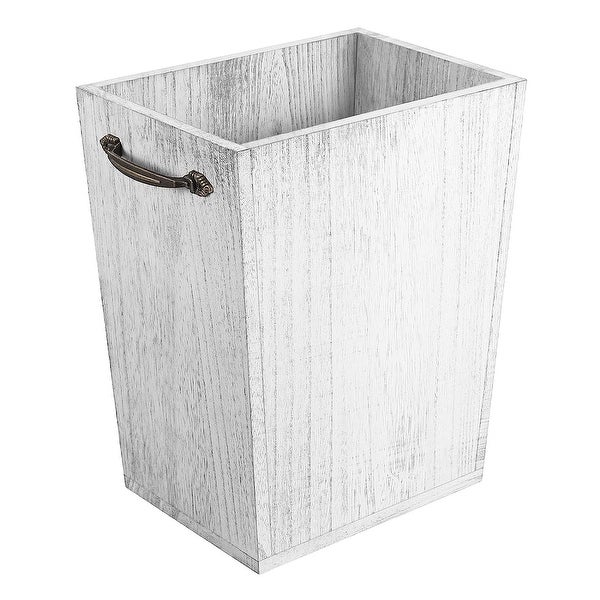 Wood Trash Can with Metal Handle