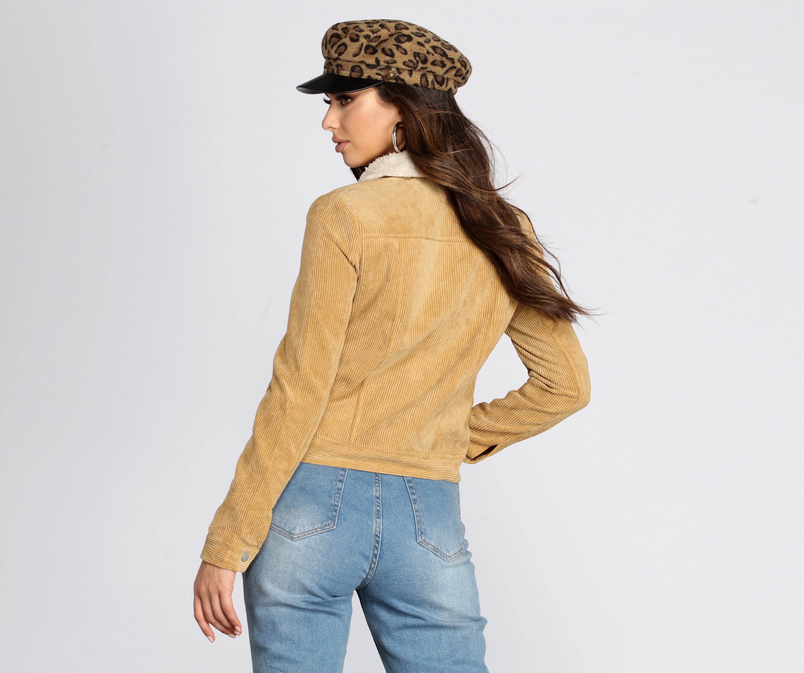 Corduroy Faux Fur Trucker Jacket