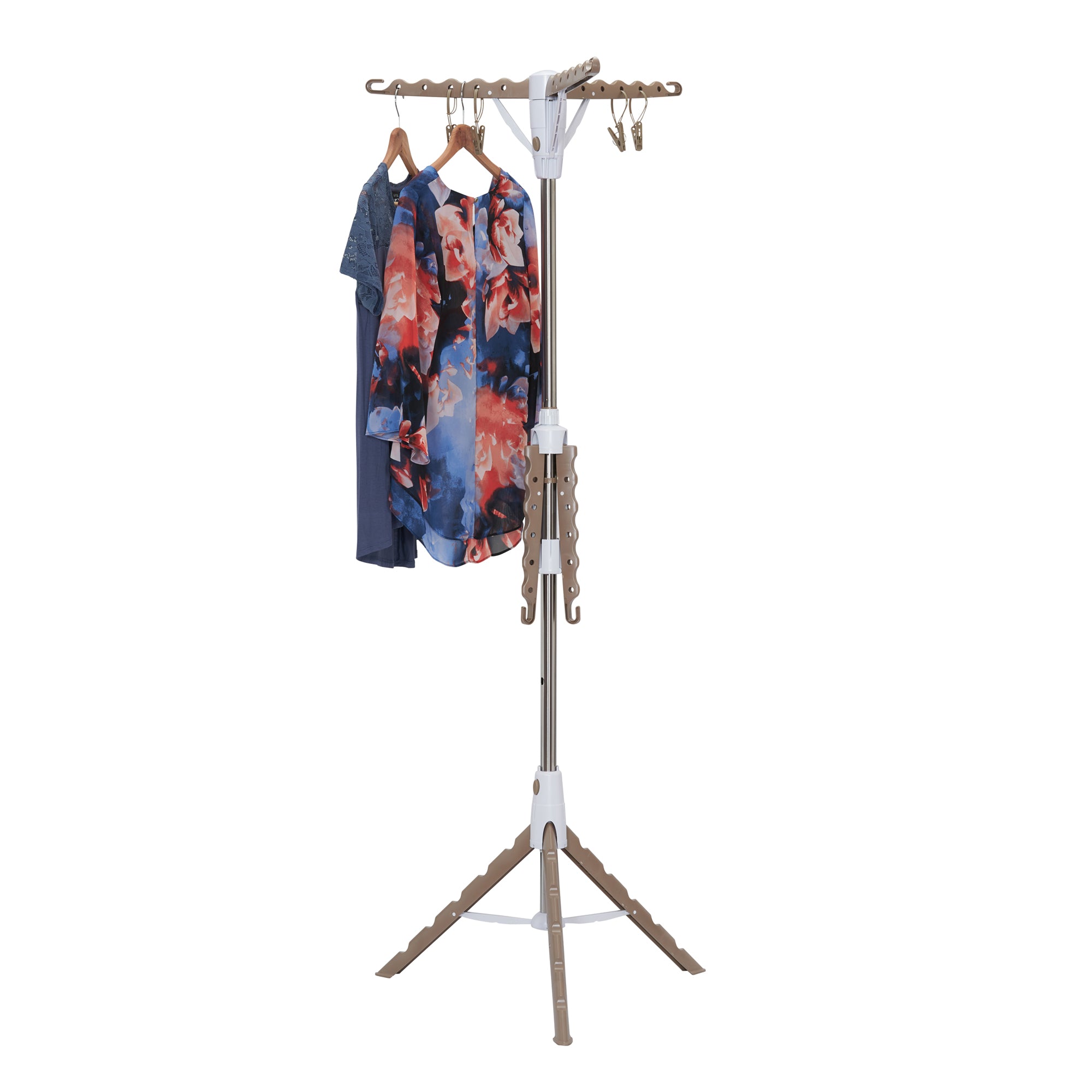 Household Essentials 2-Tier Tripod Clothes Drying Rack with Hanging Clothespins