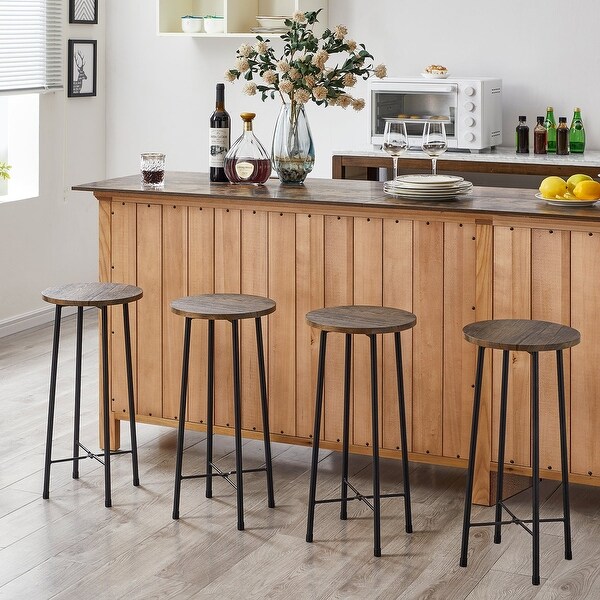 Taomika， Modern Bar Stools， Round Bar Chairs-Set of 2